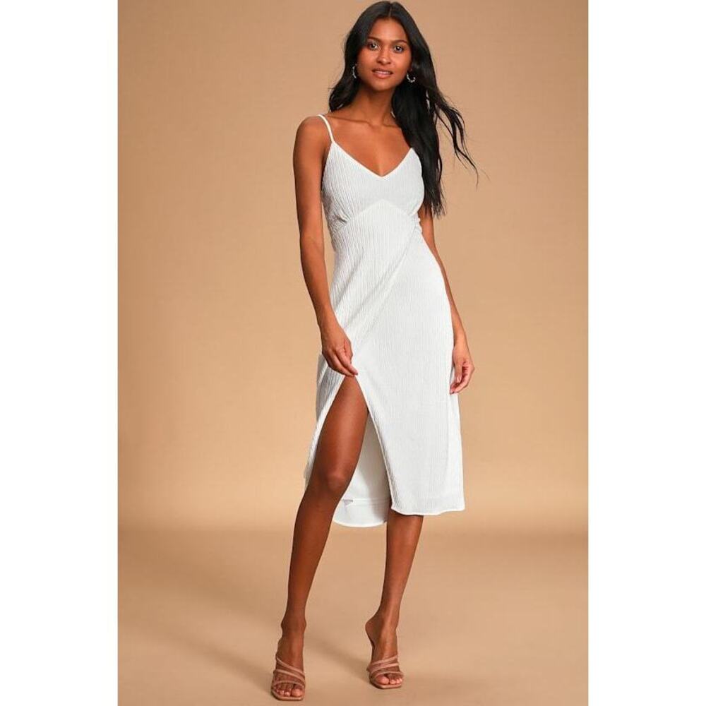 Lulus White Tie-back Midi Dress - Size M